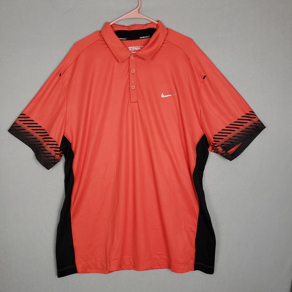 Nike‎ Golf Tour Performance Polo Shirt Red Black Athletic Sporty Men's Size XXL
